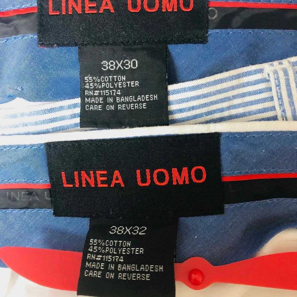 Lot‎ of 2 Linea Uomo Seersucker Pants Mens Fits 38x25.75 Pleated Coastal Preppy